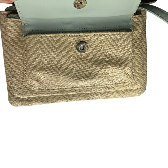 Giani Bernini Straw Bone Natural  Blue Crossbody Bag - Picture 8 of 10